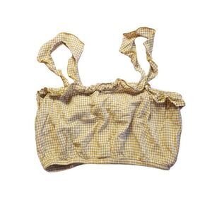 Capulet womens juniors yellow plaid crop top fits Sz Small